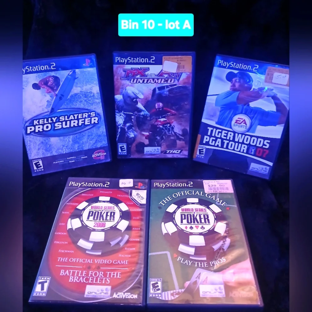 5 Peice Sony PlayStation 2 Game Collection Lot- Blue and Black